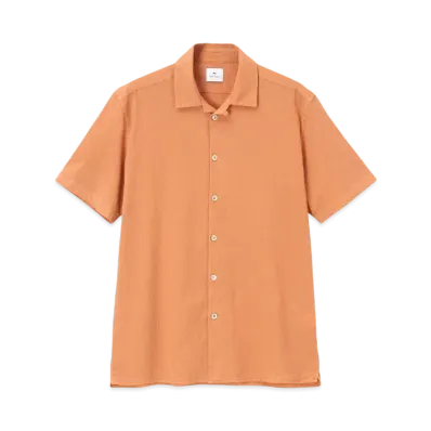 Paul Smith Cotton Stretch Open Collar Shirt "Orange"