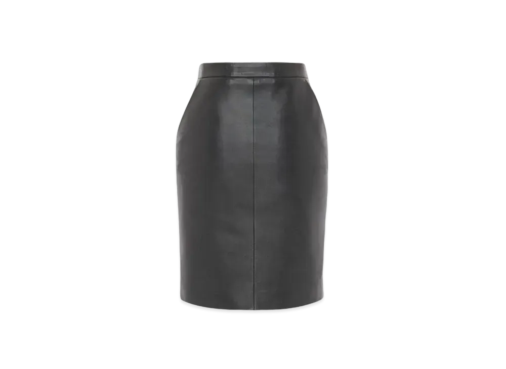 Saint Laurent Pencil Skirt In Shiny Lambskin "Black"