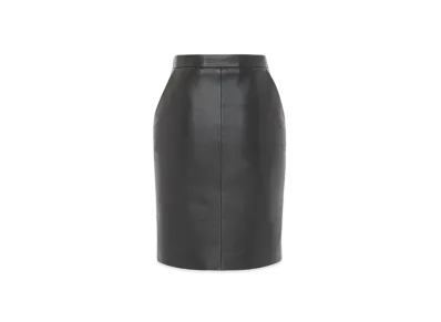 Saint Laurent Pencil Skirt In Shiny Lambskin "Black"