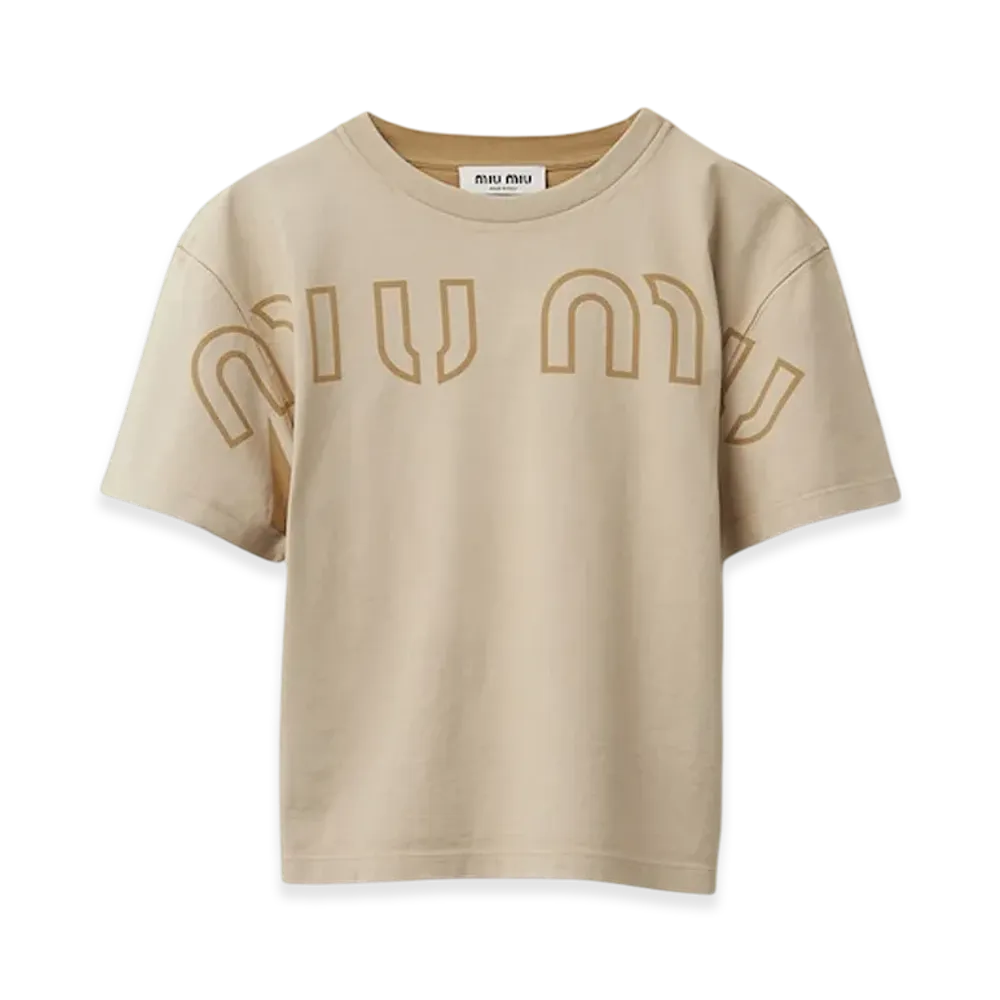 MIU MIU Women's Garment Dyed Cotton T-Shirt "Cord"