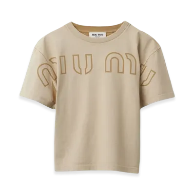 MIU MIU Women's Garment Dyed Cotton T-Shirt "Cord"