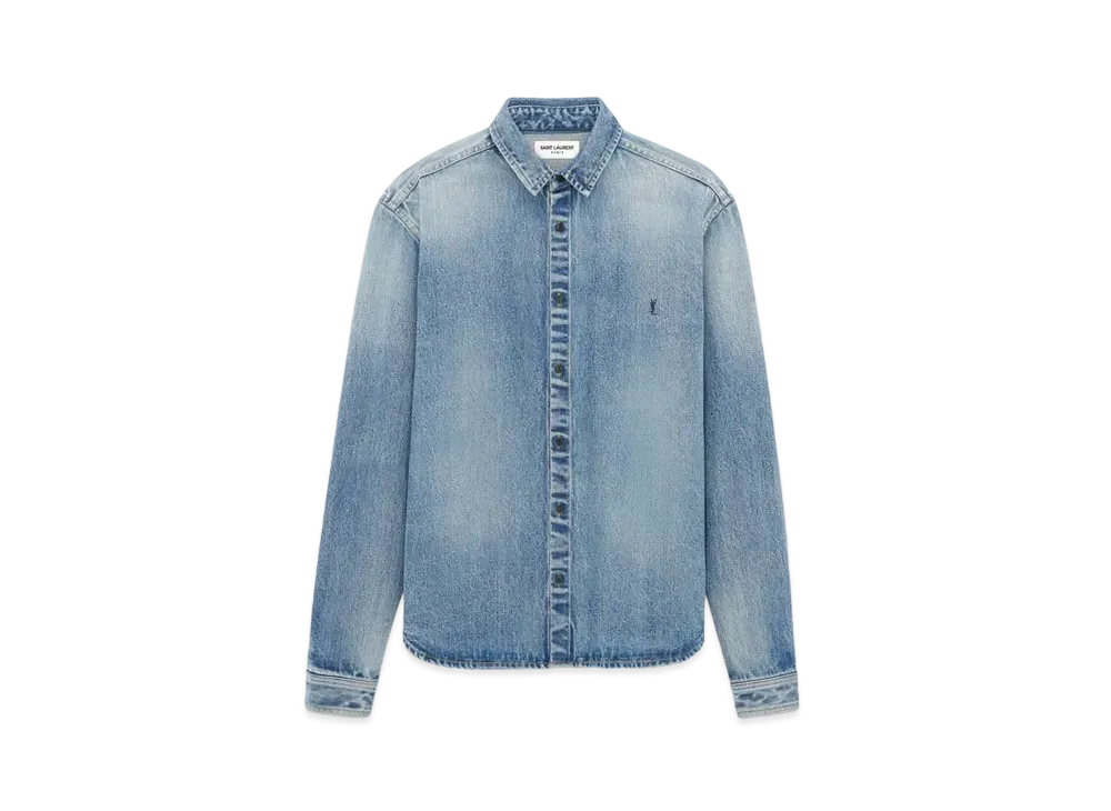 Saint Laurent Women's Cassandre Shirt "Trouville Beach Blue"