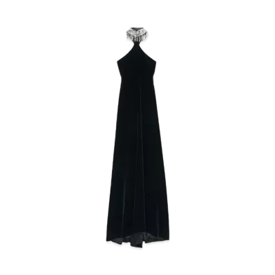 Alexander McQUEEN Embellished Neck Evening Dress "Black"