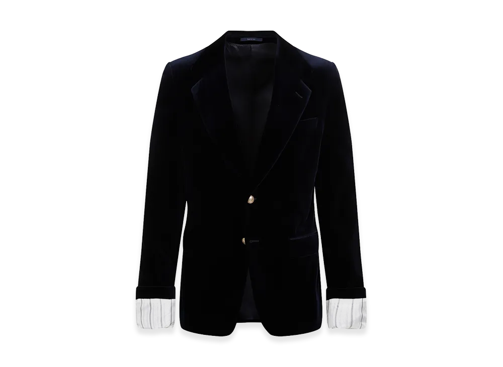 GUCCI Turned-Up Velvet Cuff Blazer "Blue"