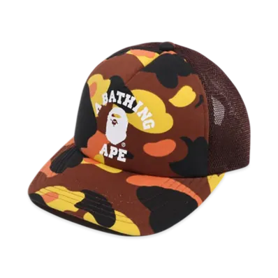 A BATHING APE 1St Camo College Mesh Cap "Orange"