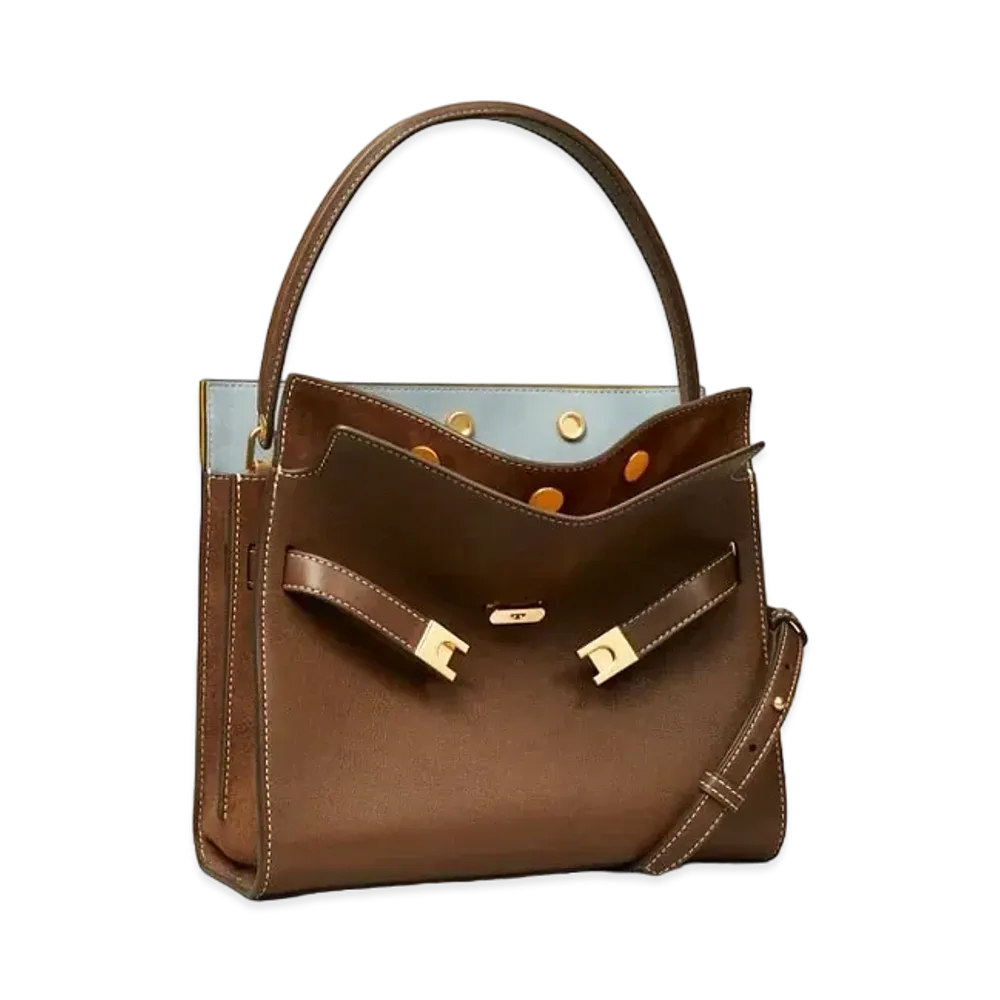 TORY BURCH Lee Radziwill Small Double Bag "Chocolate Truffle"