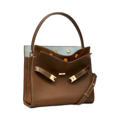 TORY BURCH Lee Radziwill Small Double Bag "Chocolate Truffle"