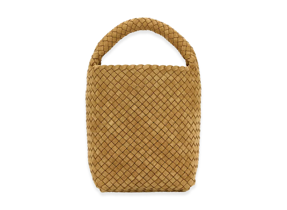 Bottega Veneta Women's Cappuccino Suede Small Cabat Bucket Bag "Camel"