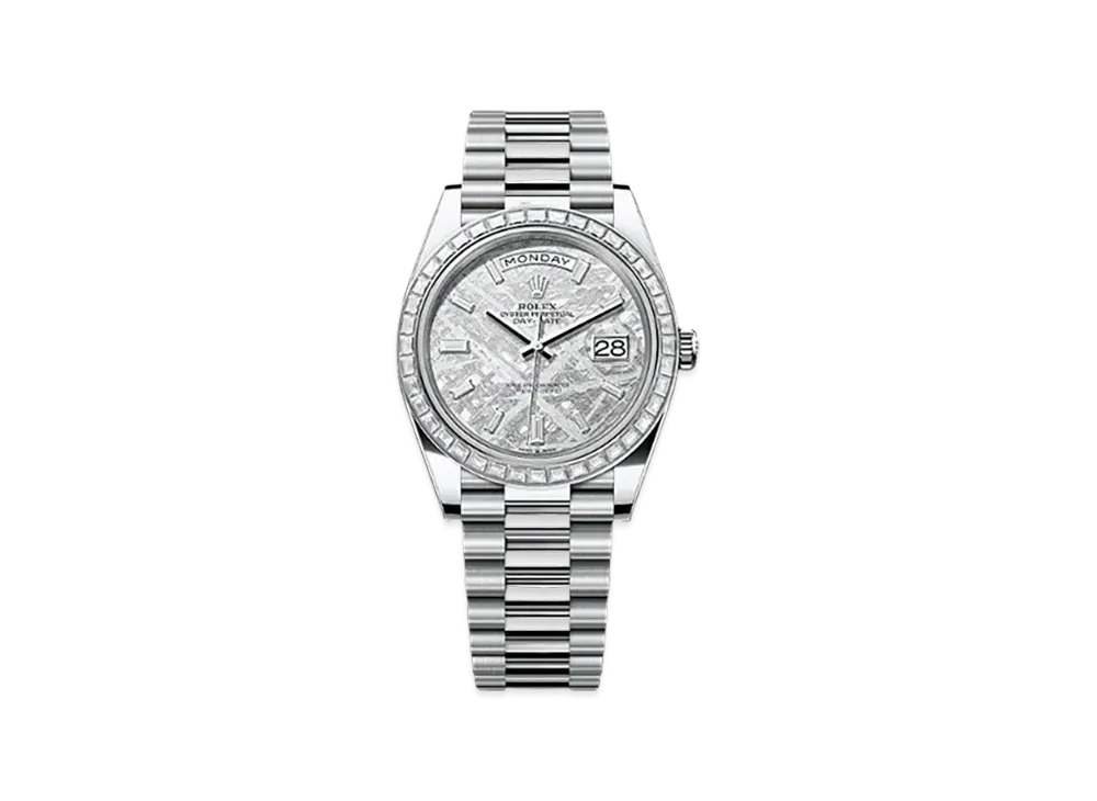 ROLEX Day-Date 40mm Platinum Diamond 228396TBR "Meteorite"