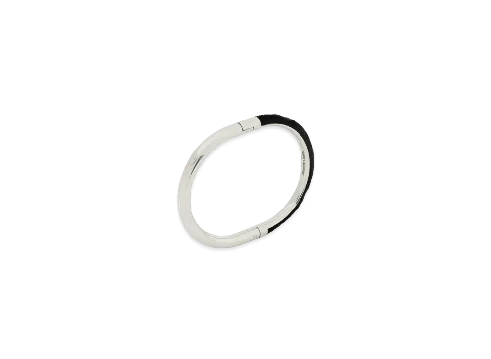 Saint Laurent Duet Oval Bracelet in Velvet and Metal "Black/Palladium"