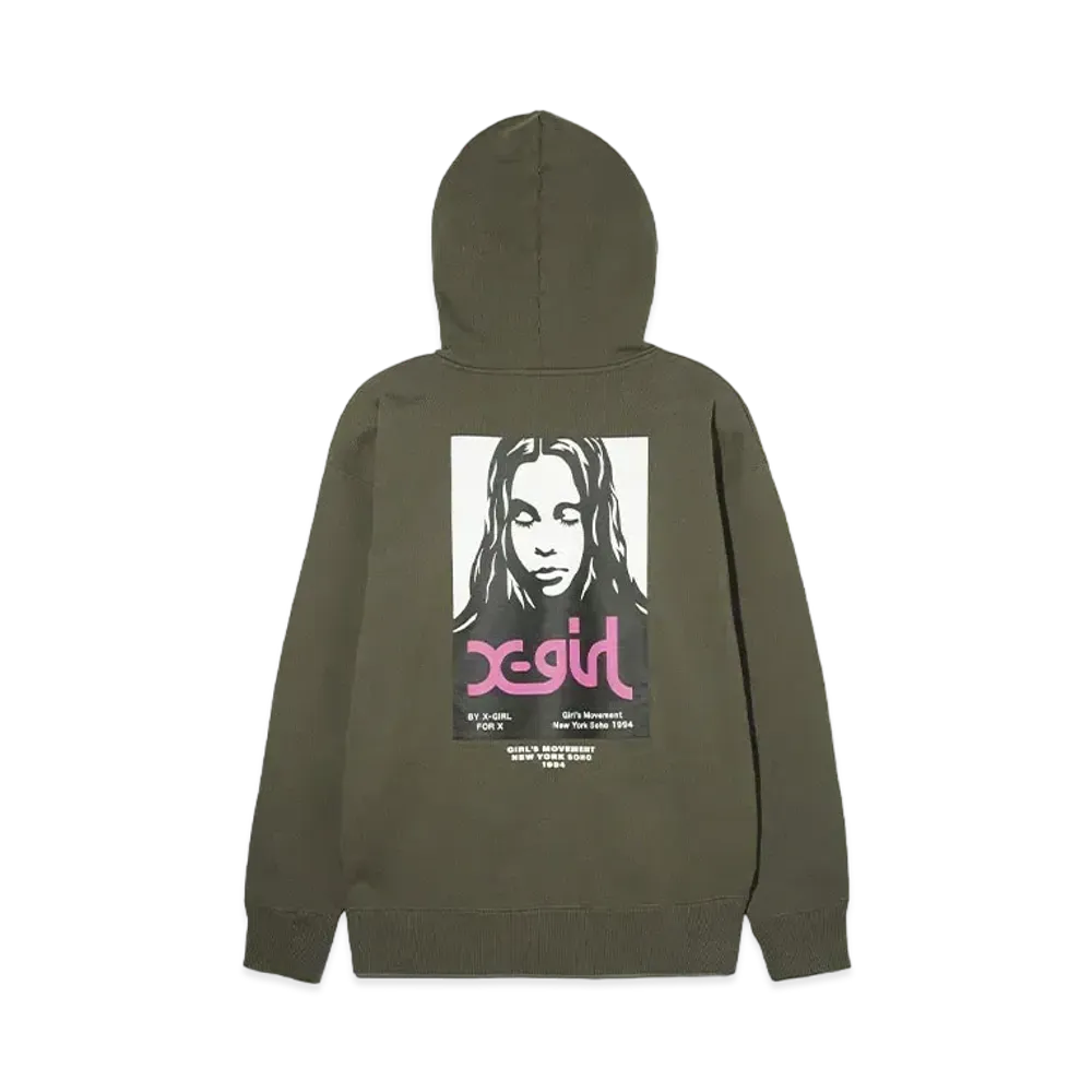 X-Girl Face Poster Sweat Hoodie "Olive"