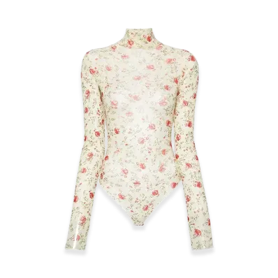 PRADA Women's Printed Nylon Bodysuit "Red"