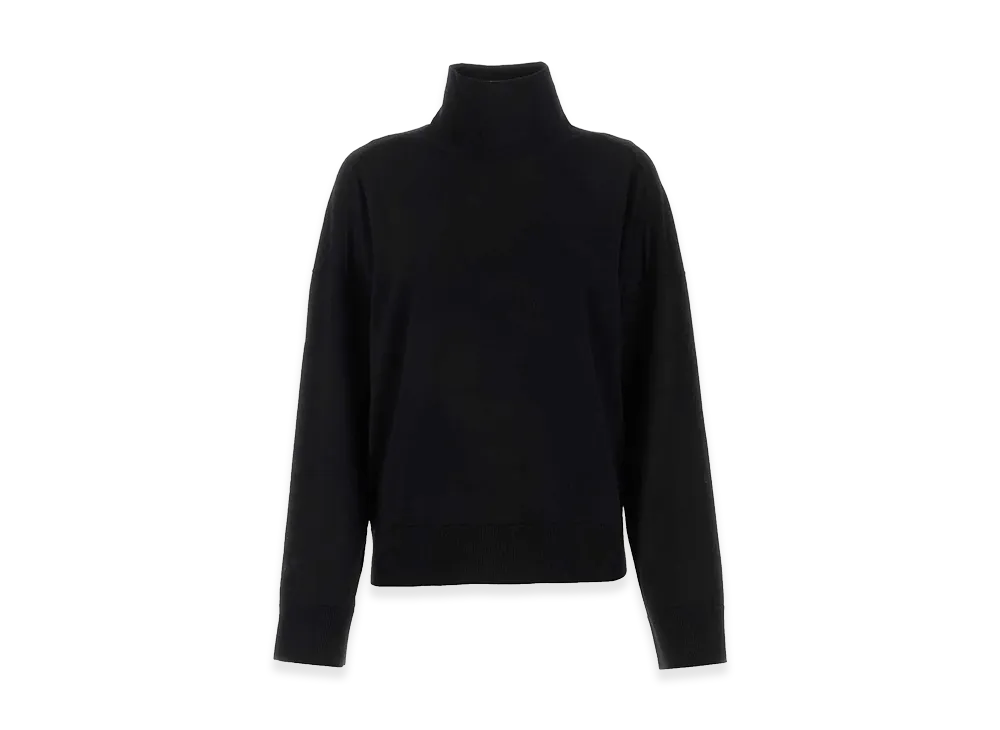 Bottega Veneta Women's Light Weight Classic Woolhigh Neck Knit With BV Embroidery "Black"