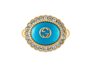GUCCI Antique Gold Tone Metal Interlocking Double G Ring "Gold"