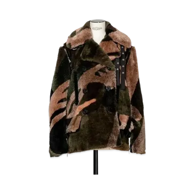 sacai KAWS Jacquard Faux Fur Coat "Camo"