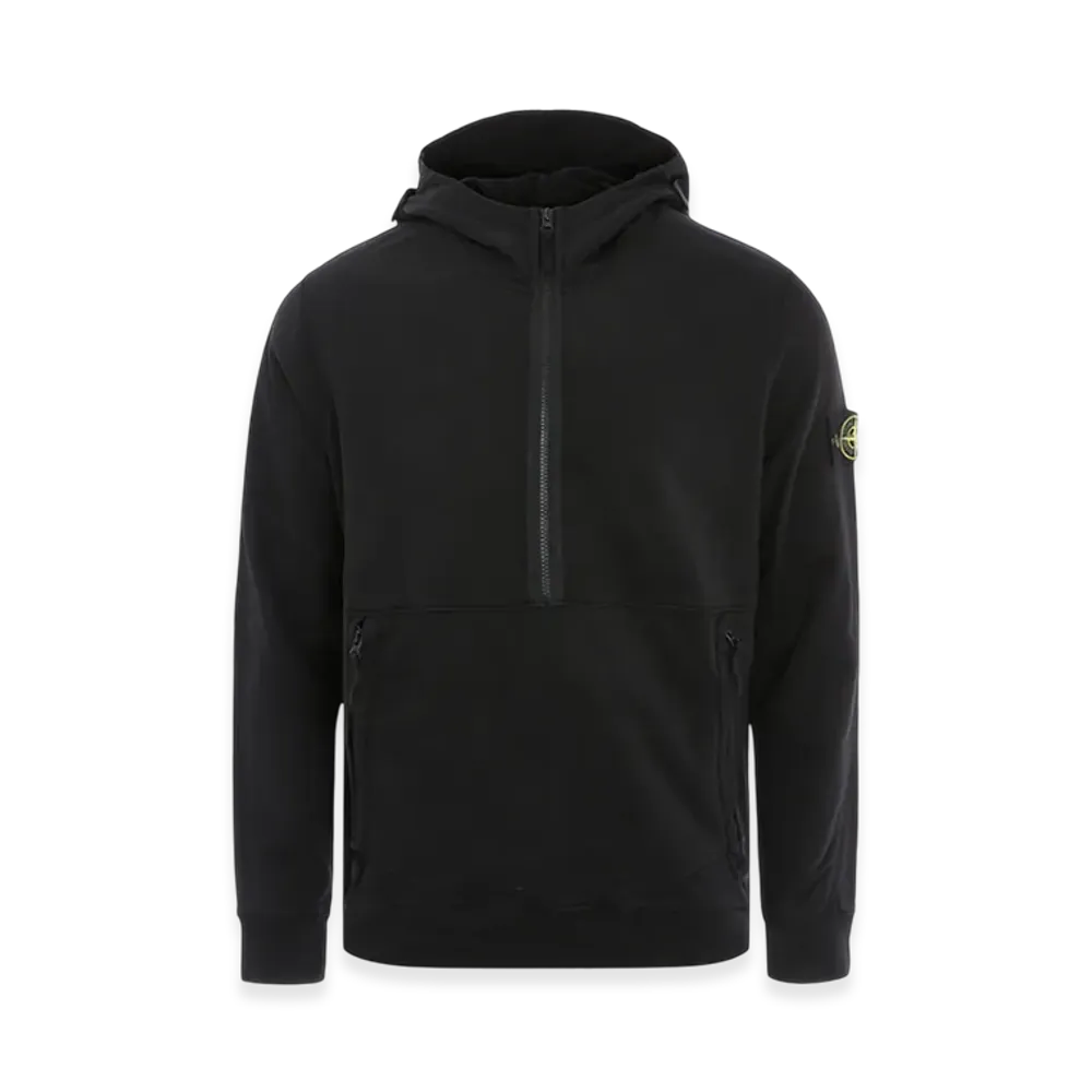 Stone Island 60451 Garment Dyed Half Zip Hooded Sweatshirt - 21SS "Black"