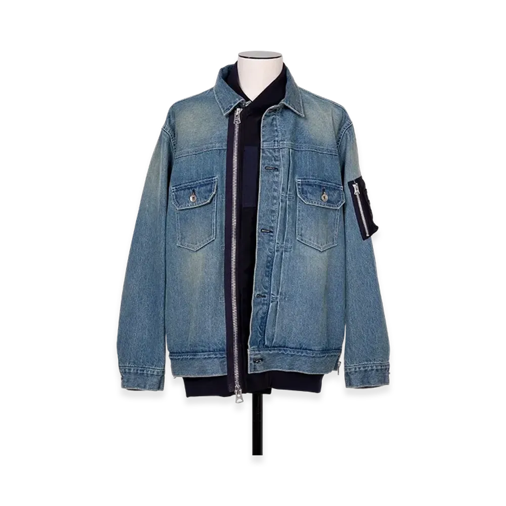 sacai Denim x Nylon Twill Jacket "Light Blue"