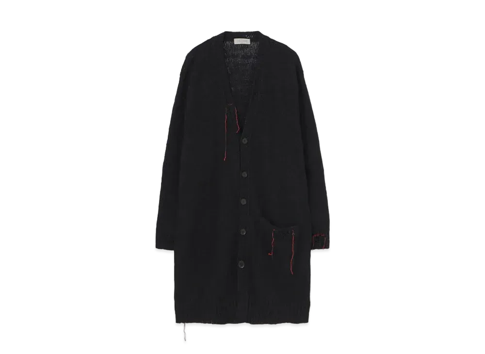 Yohji Yamamoto Pour Homme 3G1P PS RED BLUE STRING PLUSH LONG CARDIGAN "Black"