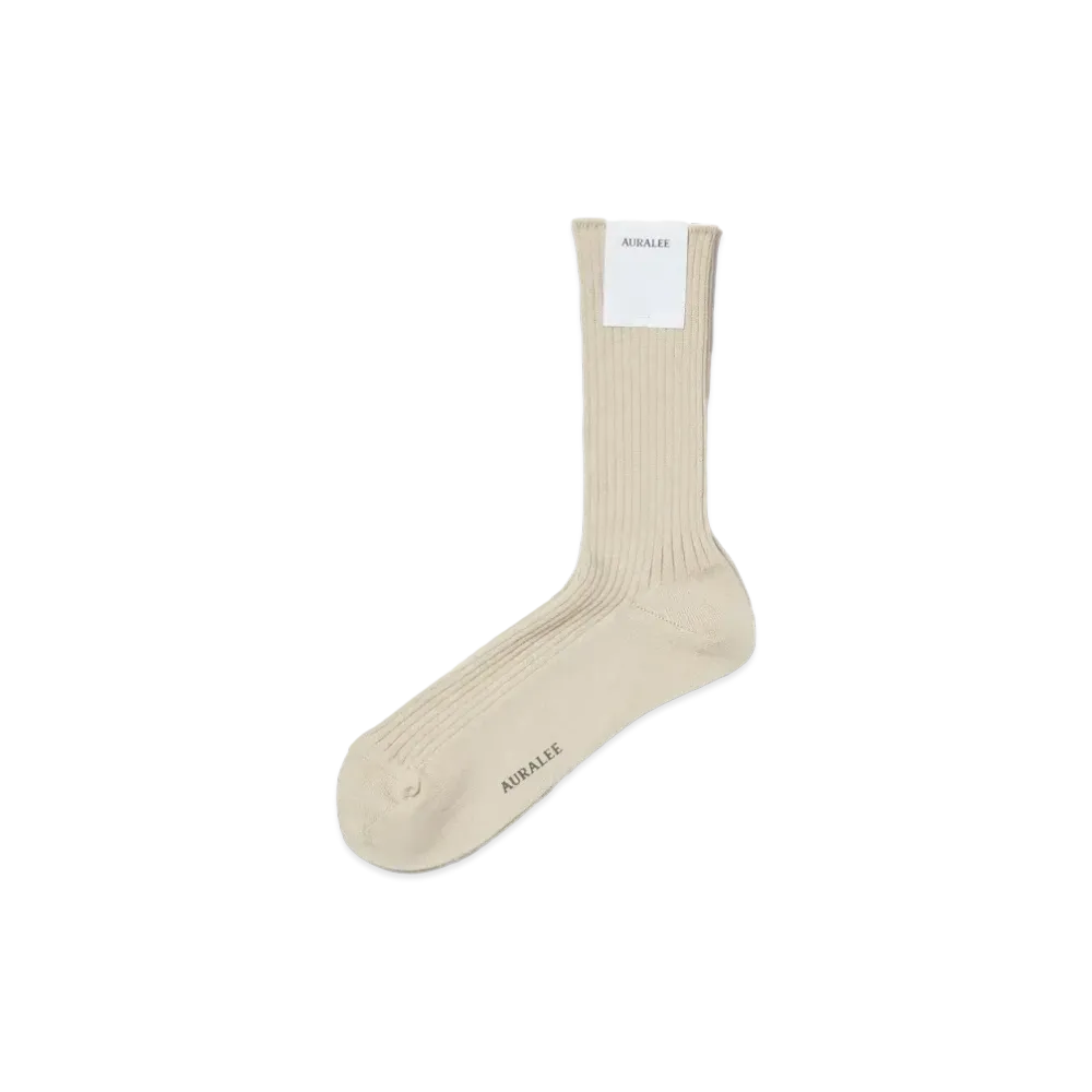 AURALEE Giza High Gauge Socks "Beige"