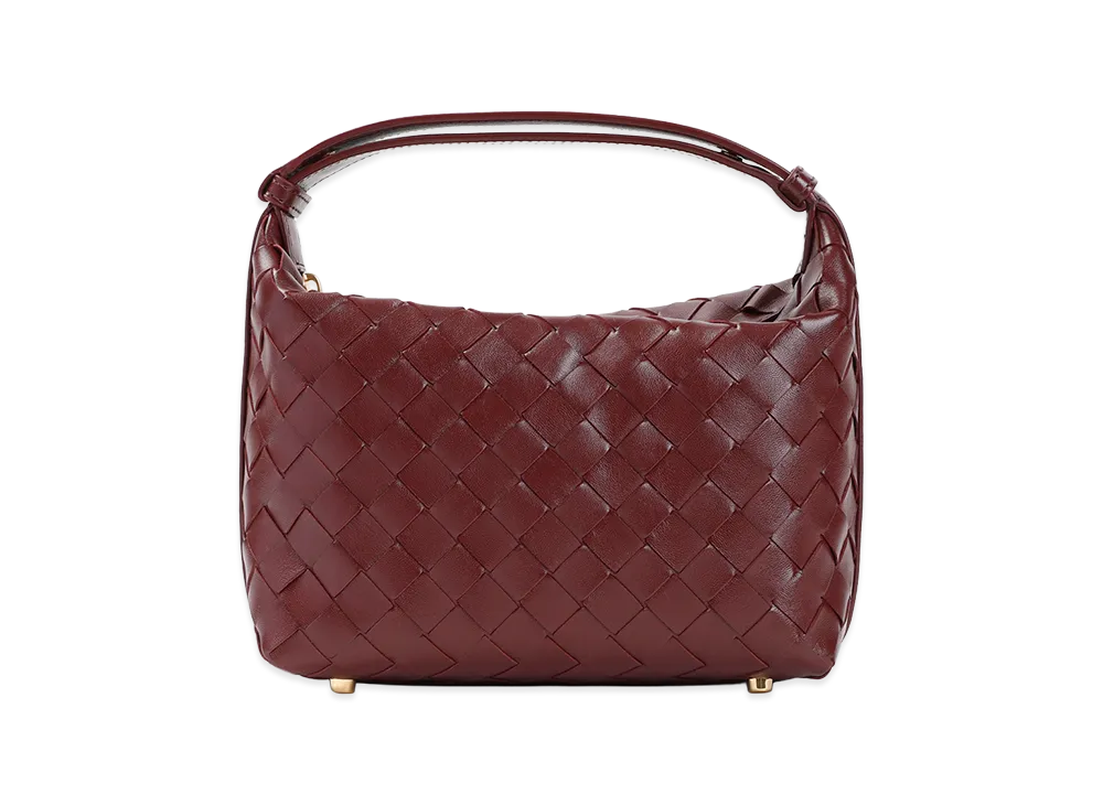 Bottega Veneta Women's Mini Wallace Intreccio 15 Handbag "Burgundy"