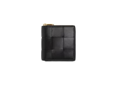 Bottega Veneta Small Cassette Compact Zip Around Wallet "Black"