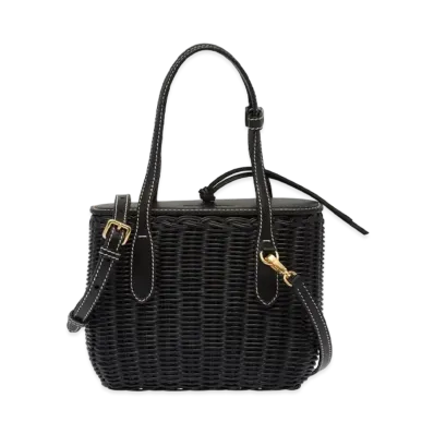 MIU MIU Wicker And Leather Handbag "Black"