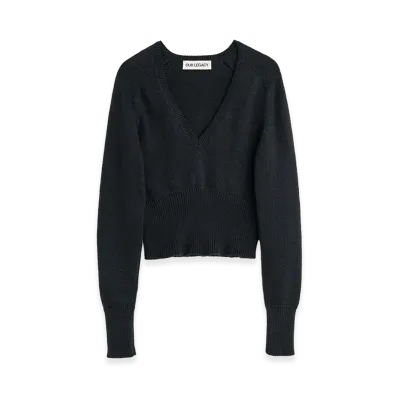 OUR LEGACY Women's Sharp V-Neck "Black Cloud Cotton"