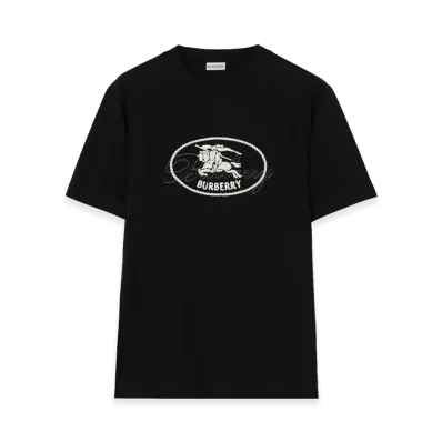 Burberry Knight Stamp Cotton Tee "Black"