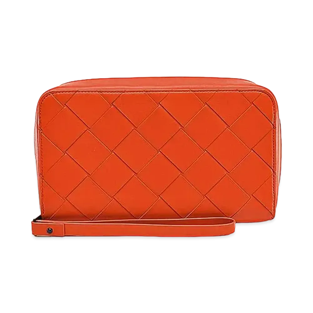 Bottega Veneta Intrecciato Lambskin Calfskin Clutch Bag "Orange"