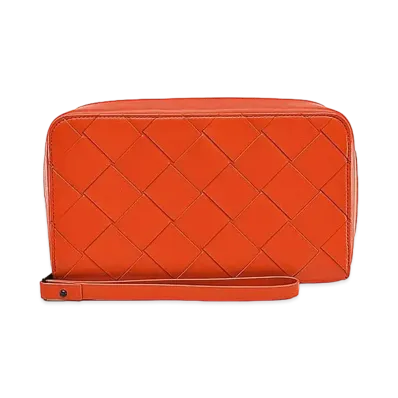 Bottega Veneta Intrecciato Lambskin Calfskin Clutch Bag "Orange"