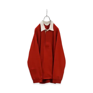 ANCELLM Two-Tone Rugby Shirt "Red"