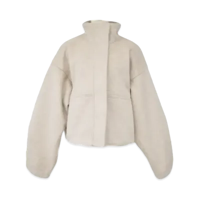 ISOOK Wzip Short Wool Coat "Ivory"