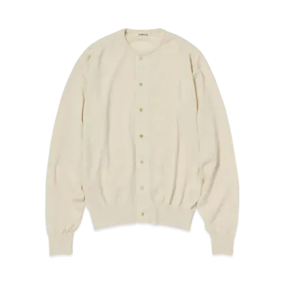 AURALEE Hard Twist Cashmere Knit Cardigan "Ivory White"