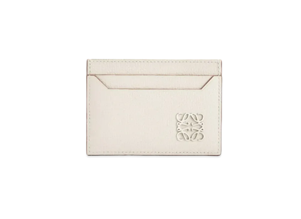 LOEWE Anagram Plain Cardholder In Pebble Grain Calfskin "Light Ghost"