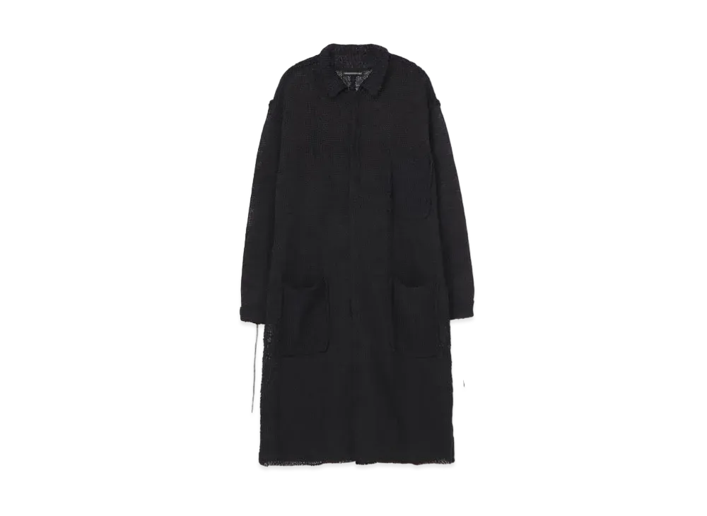 Yohji Yamamoto Pour Homme 3G1P PLAIN STITCH STRING LONG JACKET "Black"