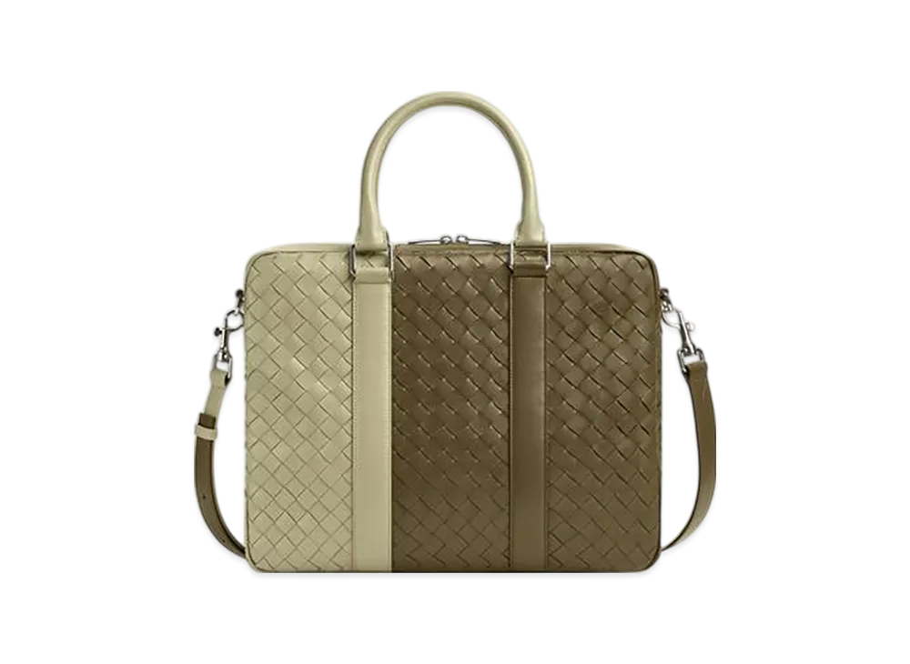 Bottega Veneta Intrecciato Briefcase "Mud/Travertine"