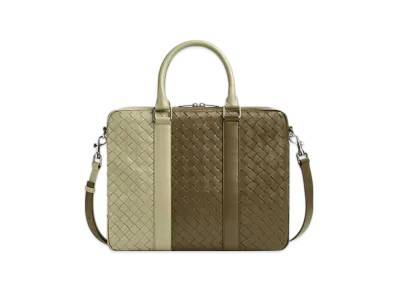 Bottega Veneta Intrecciato Briefcase "Mud/Travertine"