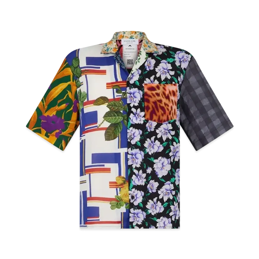Marine Serre Regenerated Silk Scarf Bowling Shirt "Multicolor Silk #4"