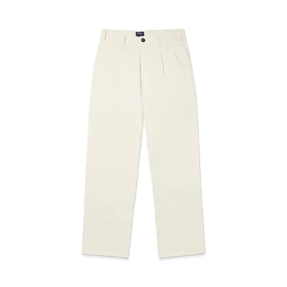 Noah Classic Double-Pleat Herringbone Pant "Natural"