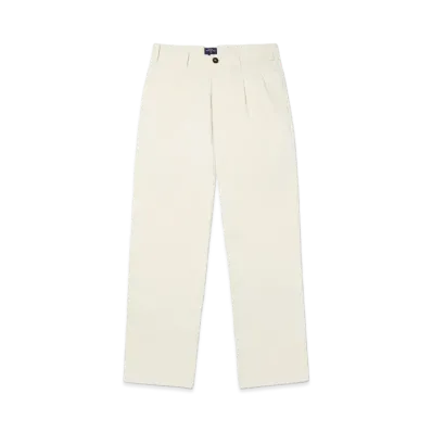 Noah Classic Double-Pleat Herringbone Pant "Natural"