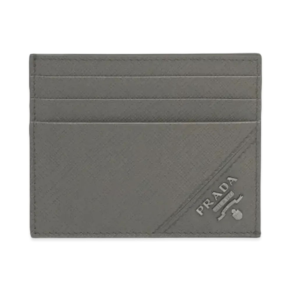 PRADA Saffiano Leather Card Holder "Marble Gray"