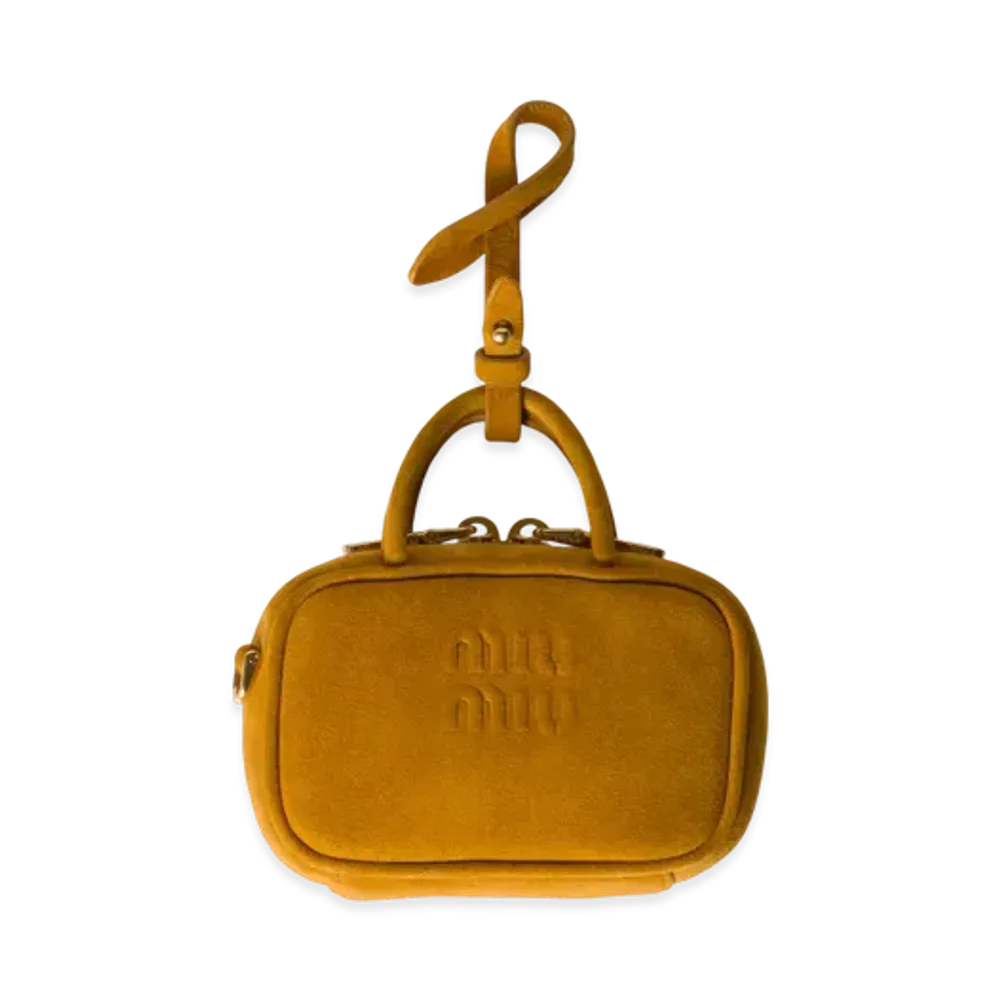 MIUMIU Beau Suede Micro-Bag "Mustard Yellow"