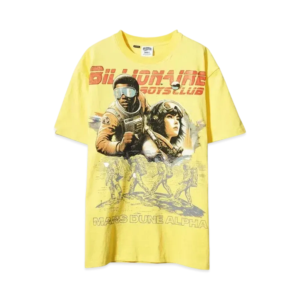 BILLIONAIRE BOYS CLUB BB SPACE RUNNER HEAVYWEIGHT WASHED OVERSIZED T-SHIRT "YELLOW"