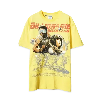 BILLIONAIRE BOYS CLUB BB SPACE RUNNER HEAVYWEIGHT WASHED OVERSIZED T-SHIRT "YELLOW"