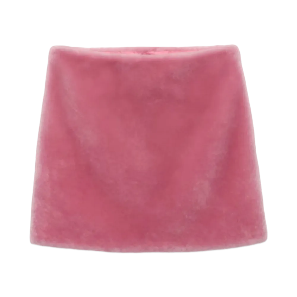 PRADA Women's Shearling Miniskirt "Pink"