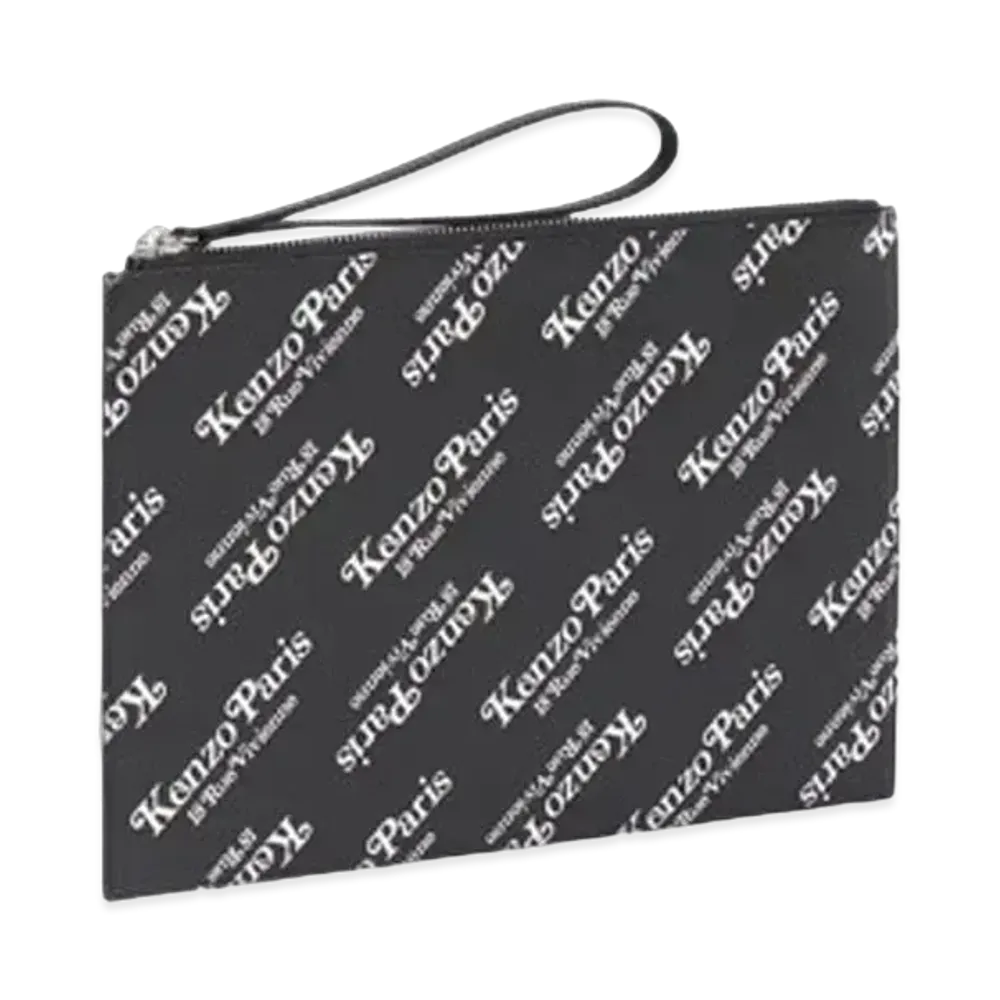 KENZO 'KENZOGRAM' Large Leather Pouch "Black"