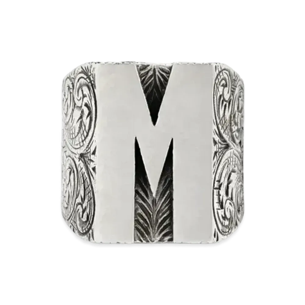 GUCCI Alphabet "M" Silver Ring "Silver"