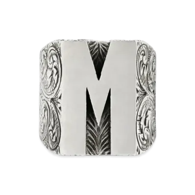 GUCCI Alphabet "M" Silver Ring "Silver"