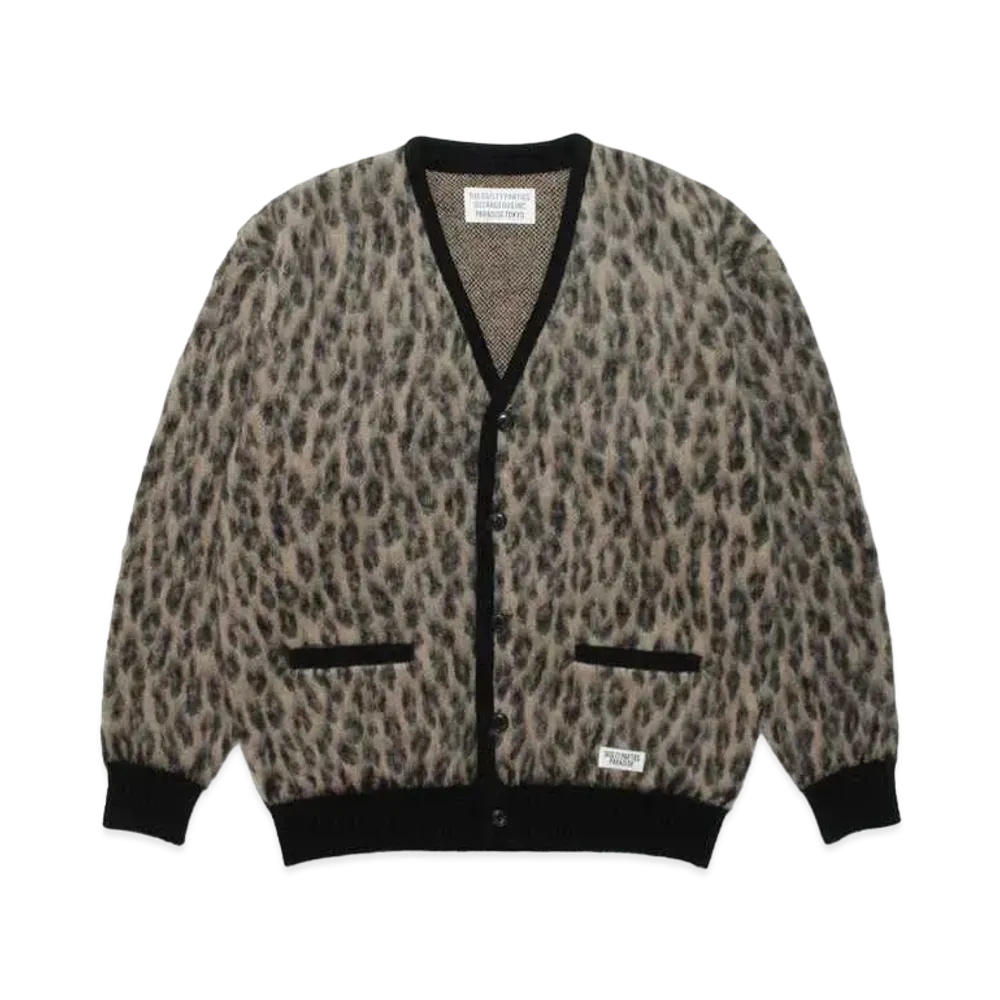 WACKO MARIA LEOPARD MOHAIR KNIT CARDIGAN "Beige"
