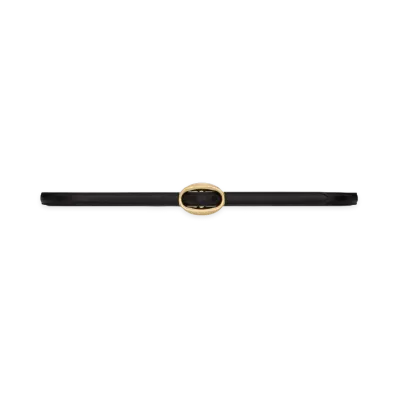 Saint Laurent Women's Oval Buckle Thin Belt "Black"